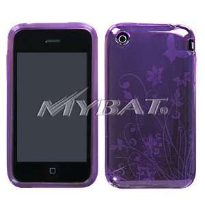   iPhone 3G Purple Butterfly Flower Plexi Hard Silicone Skin Mobile Case