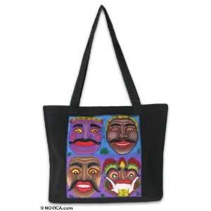  Cotton handbag, Bali Masks