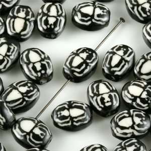  14mm Black with White Spider Porcelain Beads Arts, Crafts 