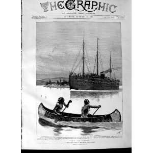  1892 Scene Saulte Ste. Marie River Lake America Ship