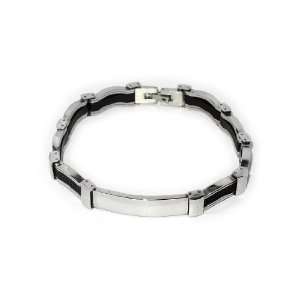   Steel & High Density Rubber Link Chain Bracelet Jewellery Jewelry