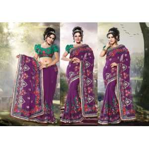 Bridal Wear Sarees Viscose Fancy Embroidery with Unstitch Blouse  RRU 