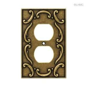  Duplex Wall Plate   French Lace Design   Antique Brass L 