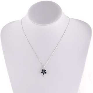   925 Sterling Silver Flower Necklace with 2.65ct Natural Blue Sapphire
