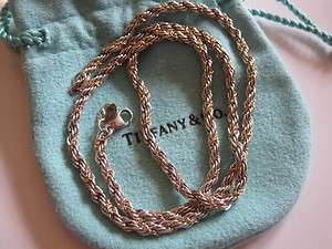 Auth Tiffany & Co Silver 18K Gold Rope 18 Inch Necklace  