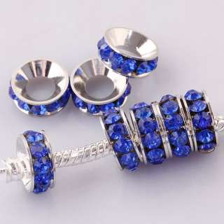 Ws037 Dark Blue Crystal Spacer Beads Fit Bracelets 10pc  