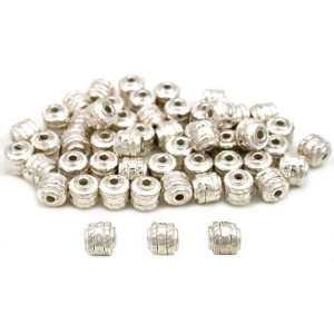  Barrel Bali Beads Silver Plated Jewelry 5mm Approx 50 