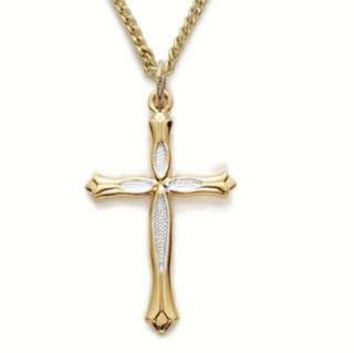 Cross Necklace 24K Gold over Sterling Silver Religious  
