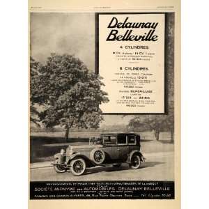 1929 French Ad Delaunay Belleville Vintage Automobile   Original Print 