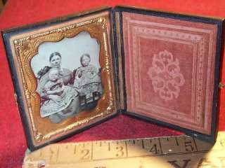 Antique Family Tin Type Image 1850s Photograph Image in Case Portrait 