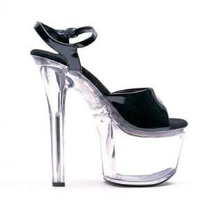  Bundle Flirt Black On Clear 7in Heel Size 12 and 2 pack of 