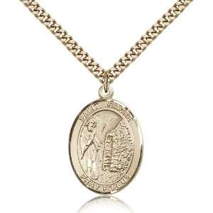  Gold Filled St. Saint Fiacre Medal Pendant 1 x 3/4 Inches 