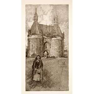  1911 Print Ancient Brussels City Gate Towers Mechelen Belgium 