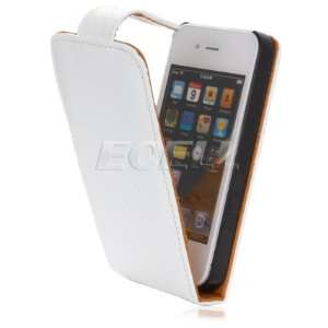  Ecell   NEW WHITE & TAN WEAVE LEATHER FLIP CASE FOR iPHONE 