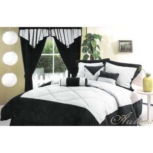   Black 7 PCS Comforter Bed ina bag with Decorative Pillows Brand New