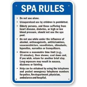  New York Spa Rules Sign Aluminum, 30 x 24 Office 