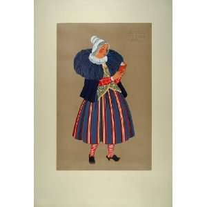  1929 Pochoir Girl Costume Les Sables dOlonne France 