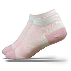 DeFeet Womens Levitator Lite Lo Lt Pink/White Cycling/Running Socks 