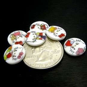 X0133 (45 pcs) Mix Cute Hello Kitty Round 2 Holes Buttons Sewing Craft 