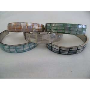  Assorted Mother of Pearl Flexible Bangle 