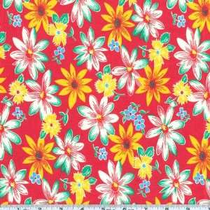   Wide Feedsack V Floral Red Fabric By The Yard Arts, Crafts & Sewing