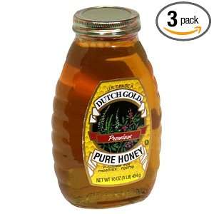 Dutch Gold Honey, Premium, 16 Ounce Jar (Pack of 3)  
