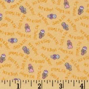  44 Wide Special Delivery Its a Boy/Girl Yellow Fabric 