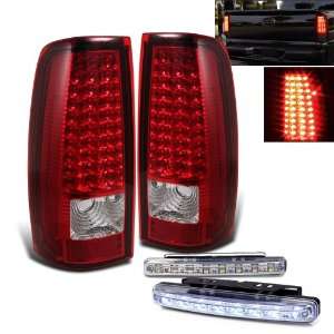   Red LED Tail Lights Lamps + 8 LED Day Time Running Light Automotive
