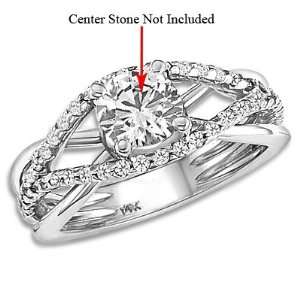  1.00 carat 14k Solid White Gold Semi Mount Engagement Ring 