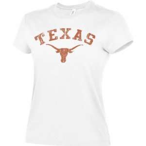  Texas Longhorns Womens White Arch Mascot Fade T Shirt 