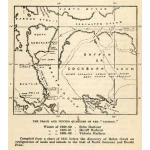  1927 Print Map Victory Arctic Chart Drift Barrow Strait 