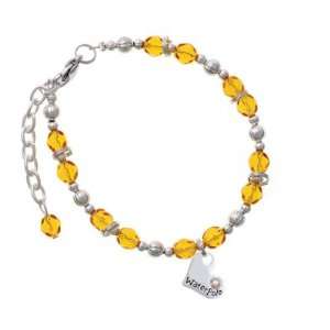 Silver Heart with Water Polo and AB Swarovski Crystal Yellow Czech 