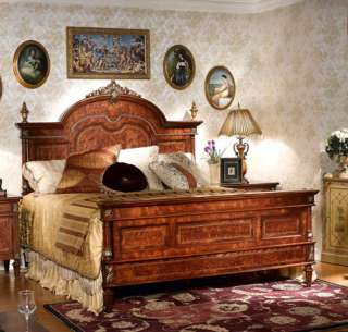 Warm Brown Rococo King Panel Bed  