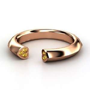  Two Hearts Ring, 14K Rose Gold Ring with Citrine Jewelry