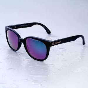 Black Matte Preppy Floating Sunglasses with Aurora Blue Polarized 
