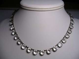   VINTAGE PASTE OPENBACK DECO SILVERPLATE RIVIERE NECKLACE NR  