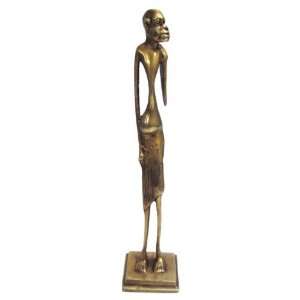   Brass African Tribal Men Thin Figurine 