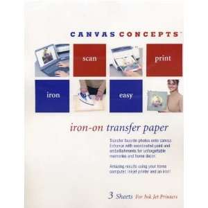   Decor Canvas Ink Jet Printer Iron On Transfer Paper, 3 Sheets/Package