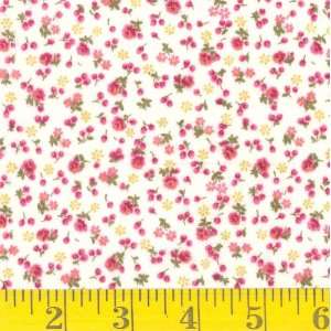  45 Wide Cotton Lawn Tiny Bourbon Rose Cream Fabric By 