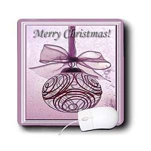   Pink Swirl Ornament with Bow Merry Christmas   Mouse Pads Electronics