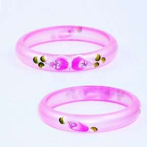  Pink Flower Bracelet with crystal 