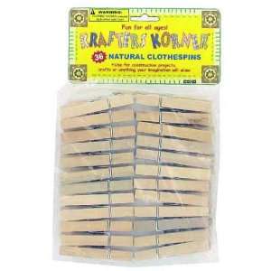    24 Packs of 36 Pack natural wood craft clothespins 