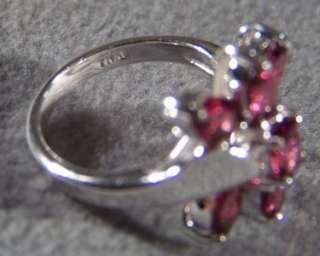   STERLING SILVER 7 LARGE RHODOLITE GARNET FANCY BOLD RING 6  