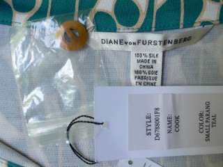 Diane von Furstenberg Teal Parang Cook S/S Dress NWT 2  