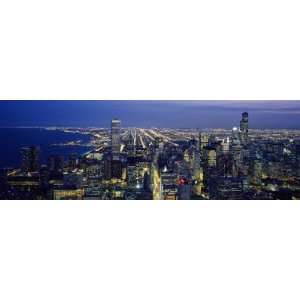  View of a Cityscape at Night, Chicago, Illinois, USA by 