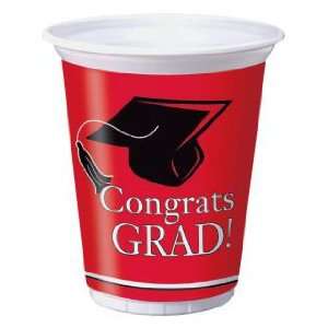  Congrats Grad 16 oz Plastic Cups, Red