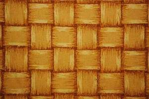Gold Cream Brown Rattan Basket Weave Cotton Drapery Upholstery Fabric 