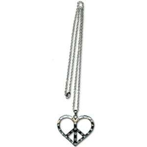  24 In. Chain w/ Heart Peace Sign Necklace Jewelry