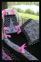 NEW crib bedding set BLACK ZEBRA POLKA DOTS fabrics  