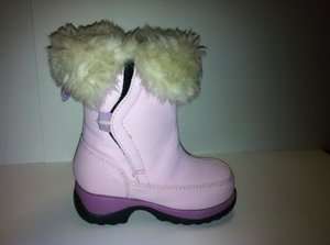 Lands End Toddler/Girls Pink Snow Boots w/Fur Size 6M  
